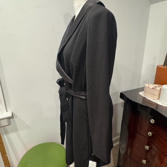 Adrianna Papell Elegant Black Dress with Satin Belt - Picture 6 of 12